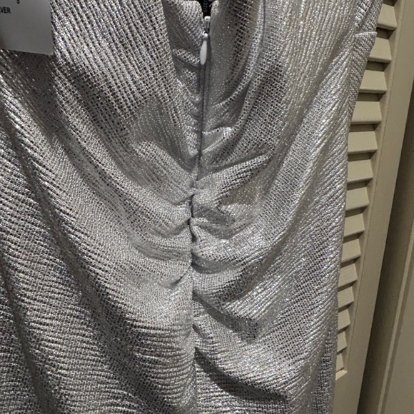 NWT Morgan & Co. Silver/White Sleeveless Cocktail Evening Mini Dress - Picture 6 of 7